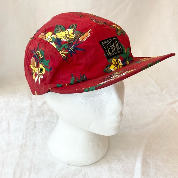 Obey Red Floral Pattern Hat - Picture 4 of 14